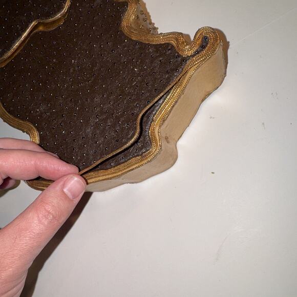 Mary Frances Wood Velvet Beaded Santa Xmas Chain Handbag Purse Holiday - Picture 6 of 11